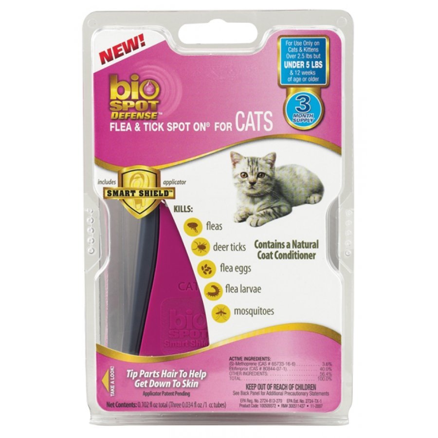 Bio Spot Defense Flea Tick Spot On For Cats / Size Under 5 Lbs / 3 Mo. Bio Spot Defense Flea Tick Spot On For Cats / Size Under 5 Lbs / 3 Mo.