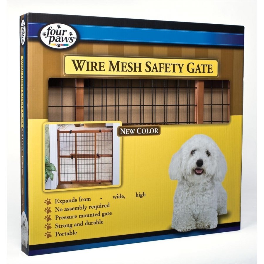 Dark Wood Wire Mesh Expandable Pet Gate / Height 24 In. Dark Wood Wire Mesh Expandable Pet Gate / Height 24 In.