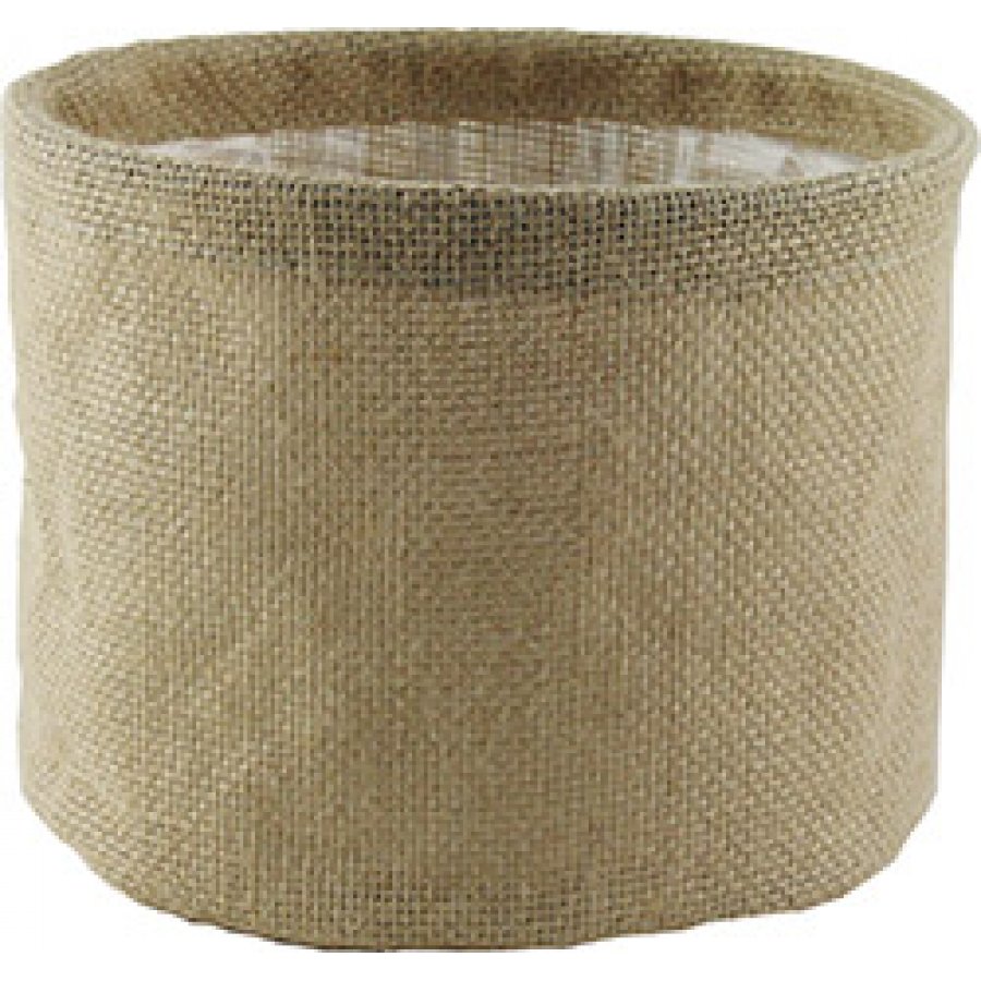 Buy Bulk Round Burlap Planter With Sewnin Liner (Case of 24) Outdoor