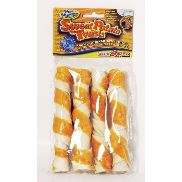 Rawhide Twists For Dogs / Size 4 Pk / Sweet Potato Rawhide Twists For Dogs / Size 4 Pk / Sweet Potato
