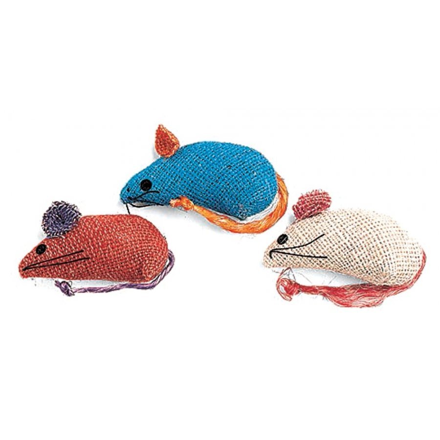Burlap Mouse 3 Pack Cat Toy Burlap Mouse 3 Pack Cat Toy