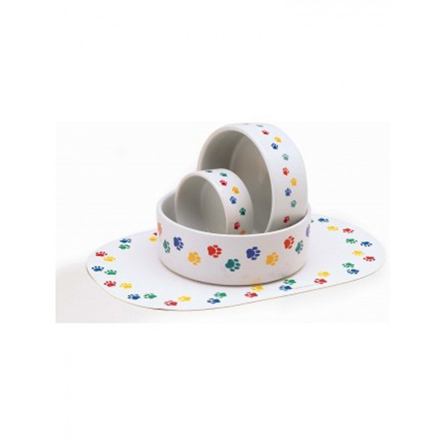 Oval Paw Print Placemat And Bowls / Type Small Bowl Oval Paw Print Placemat And Bowls / Type Small Bowl
