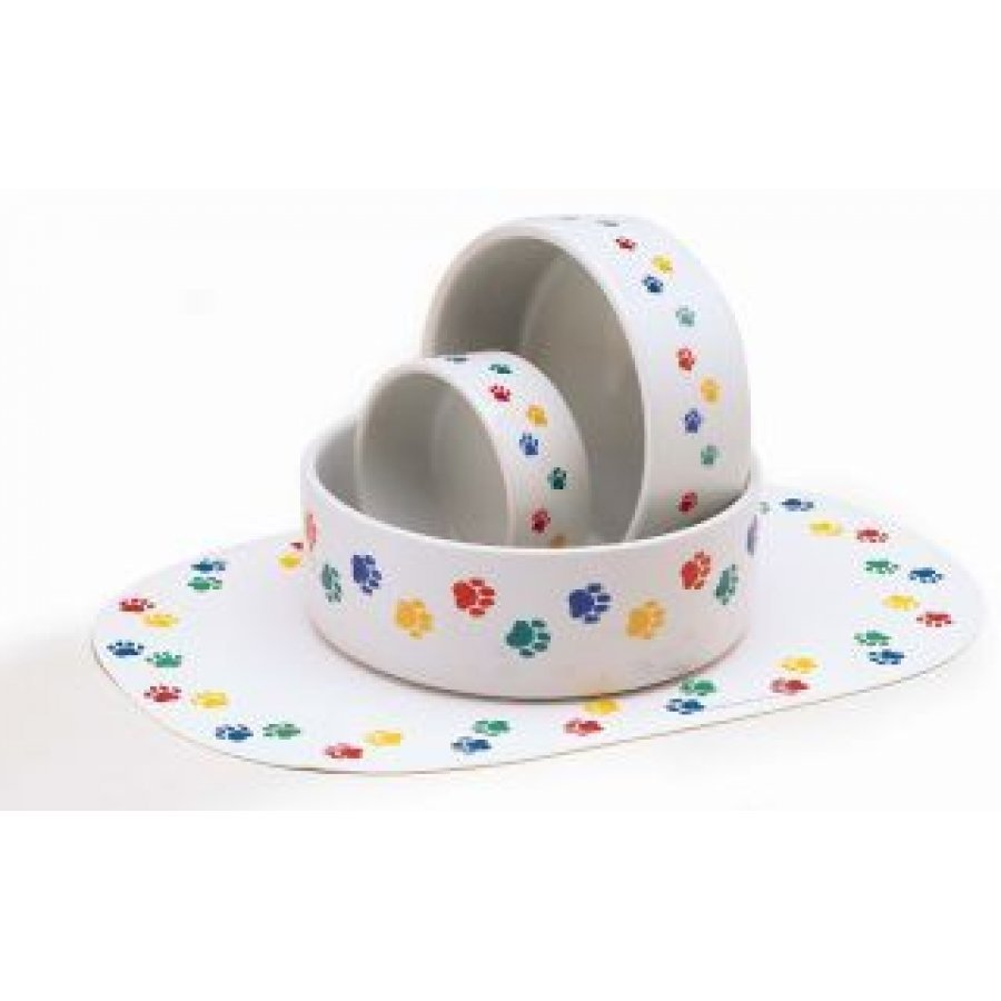 Oval Paw Print Placemat And Bowls / Type Placemat Oval Paw Print Placemat And Bowls / Type Placemat