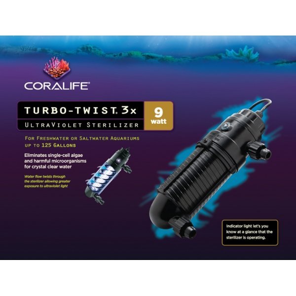 Coralife Turbo Twist Ultraviolet Sterilizer 3x/9 Watt Coralife Turbo Twist Ultraviolet Sterilizer 3x/9 Watt
