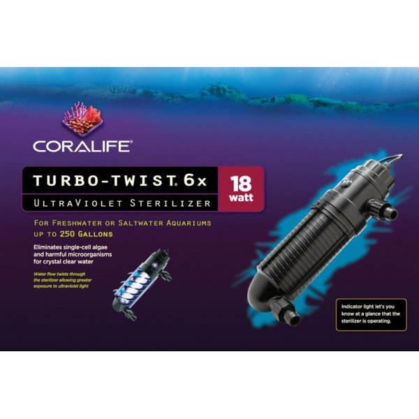 Coralife Turbo Twist Ultraviolet Sterilizer 6x/18 Watt Coralife Turbo Twist Ultraviolet Sterilizer 6x/18 Watt