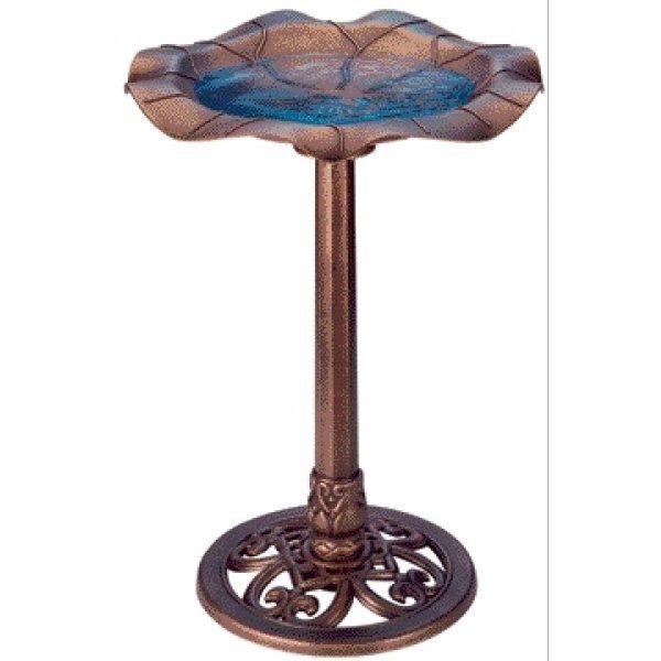 Lily Leaf Pedestal Bird Bath 28 In. Lily Leaf Pedestal Bird Bath 28 In.