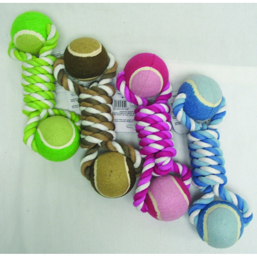 Mega Twister Twisted Rope Double Tennis Ball Dog Toy 12 In. Mega Twister Twisted Rope Double Tennis Ball Dog Toy 12 In.