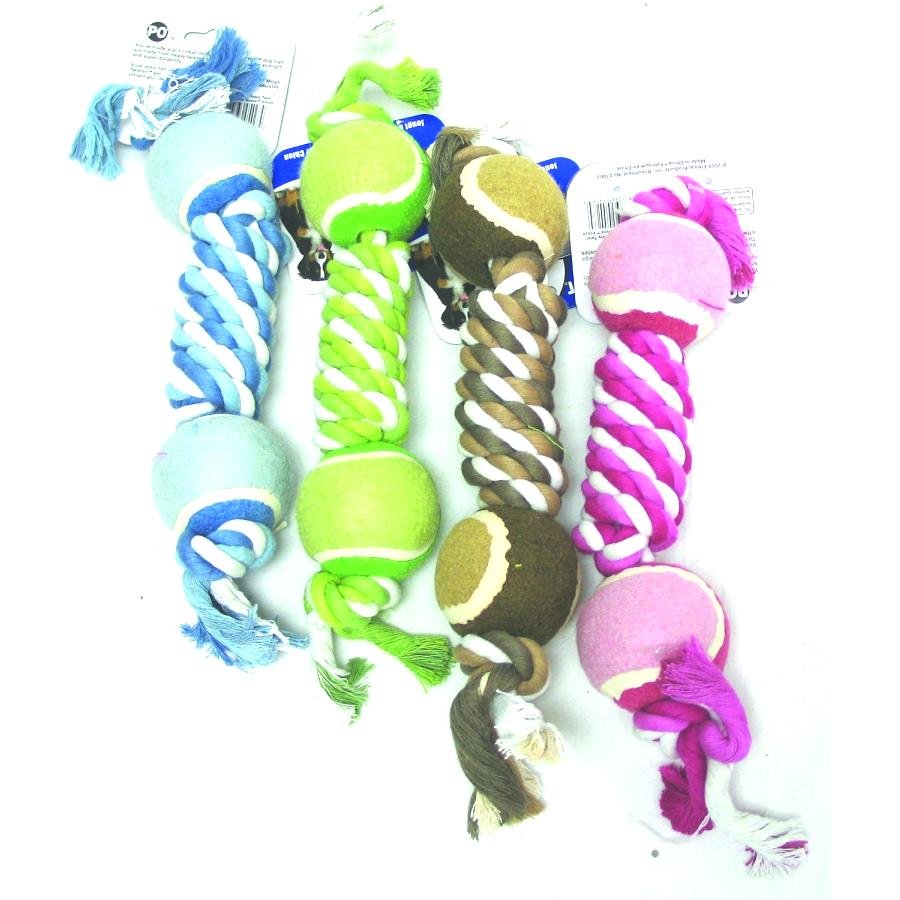 Mega Twister Rope Double Tennis Ball Dog Toy 15 In. Mega Twister Rope Double Tennis Ball Dog Toy 15 In.