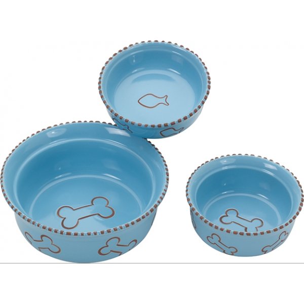 Terra Cotta Cat Dish / Size Blue 5 In. Terra Cotta Cat Dish / Size Blue 5 In.