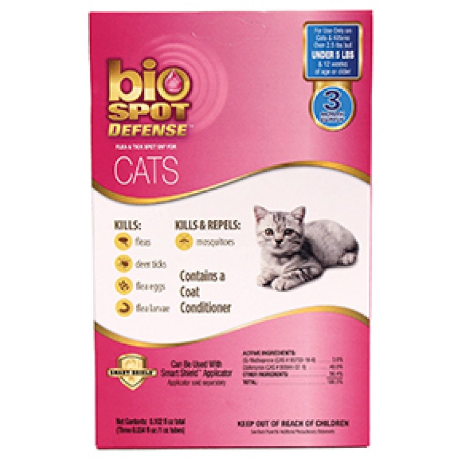 Bio Spot Defense Spot On Refill Flea Tick For Cats Under 5 Lbs / 3 Pk. Bio Spot Defense Spot On Refill Flea Tick For Cats Under 5 Lbs / 3 Pk.