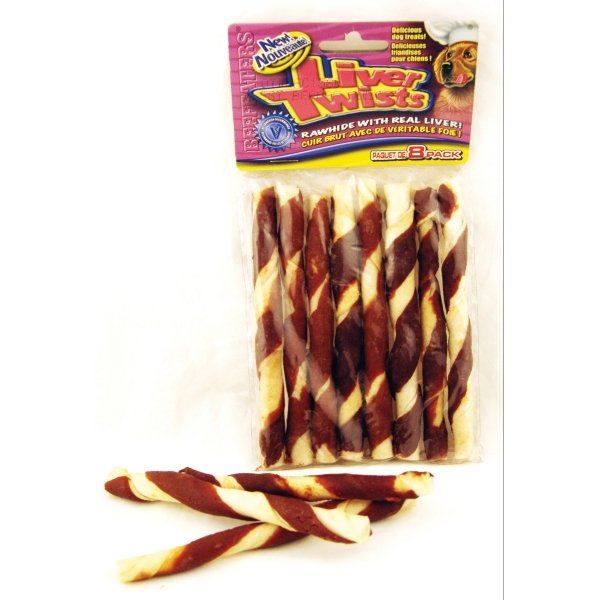 Rawhide Twists For Dogs / Size 8 Pk / Liver Rawhide Twists For Dogs / Size 8 Pk / Liver