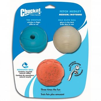 Chuckit Fetch Medley Dog Ball Pack - 2.5 in./3 pk.