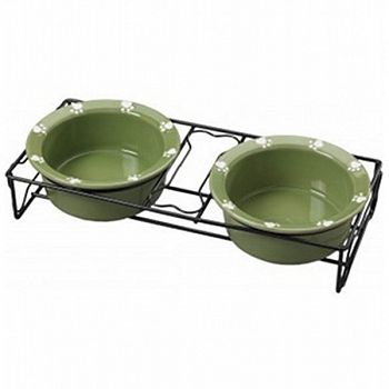 Charming Pet Double Diner - 6 in. Dishes / Green