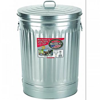 Galvanized Steel Utility Can With Lid  31 GALLON (Case of 6)