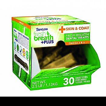 Fresh Breath Plus Dental Dog Treats Counter Disply SKIN & COAT 1.2 OUNCE/30 PC