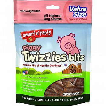Smart N Tasty Piggy Twizzies Bits PORK 10 OUNCE