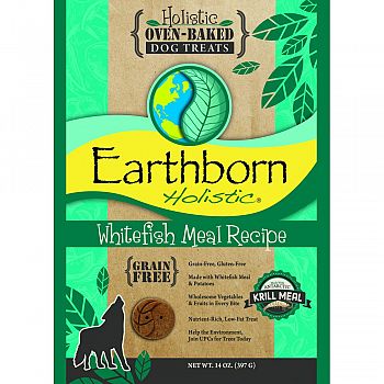 Earthborn Holistic Grain Free Dog Biscuits WHITEFISH 14 OUNCE (Case of 8)