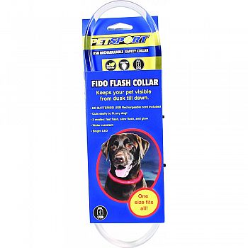 Fido Flash Usb Rechargeable Led Safety Collar RED ONE SIZE