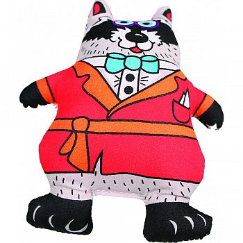 Madcap Well Dressed Raccoon Squeaker Dog Toy MULTICOLORED 5 INCH