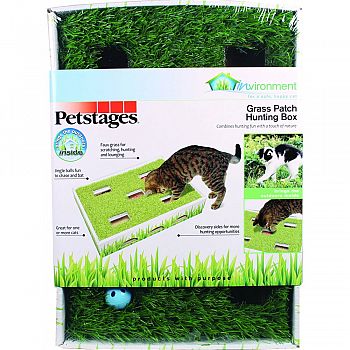 Invironment Grass Patch Hunting Box For Cats GREEN 14X10 INCH
