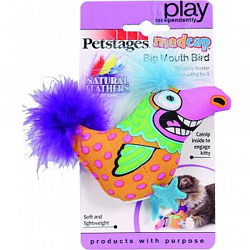Madcap Big Mouth Bird Catnip & Feather Toy MULTICOLORED 6 INCH