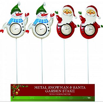 Snowman And Santa Thermometer Garden Stakes  37 INCH (Case of 12)