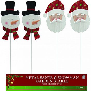 Snowman And Santa W/light Up Eyes Garden Stakes ASSORTED 7X1X44 INCH (Case of 12)