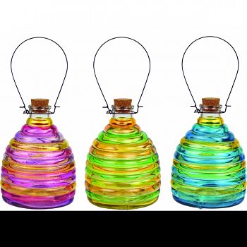 Two Toned Glass Wasp Traps MULTICOLORED 6X6X8 INCH (Case of 9)