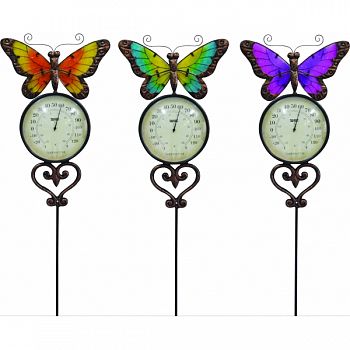 Butterfly Garden Stake With Thermometer ASSORTED 10X1X47 INCH (Case of 6)