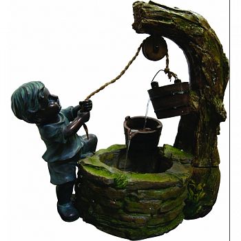 Boy Fetching Water Polyresin Fountain NATURAL STONE 24X12X23 INCH
