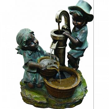 Boy And Girl Fetching Water Polyresin Fountain NATURAL STONE 16X12X20 INCH