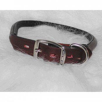Burgundy Rolled Leather Dog Collar