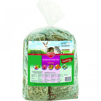 Timothy Hay Plus Variety Pack For Small Animals  5-10 OUNCE BAGS