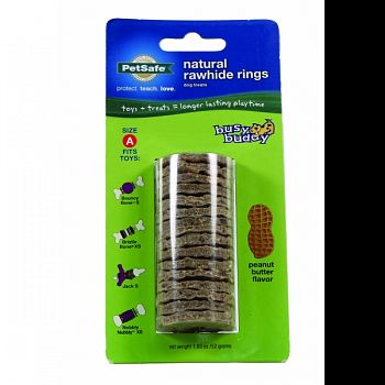Busy Buddy Natural Rawhide Rings PEANUT BUTTER SML / 16 PACK