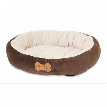 Round Bolster Pet Bed With Bone Applique 20x16 in.
