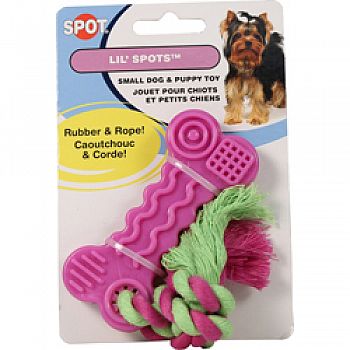 Lil Spots Rubber Bone With Rope