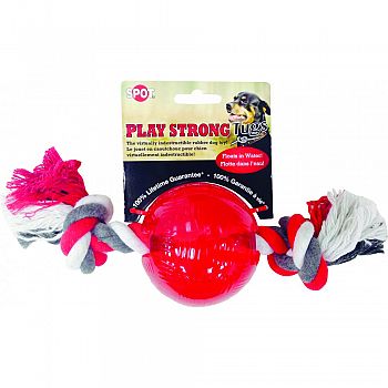 Play Strong Tugs Bone Ball Rope RED LARGE