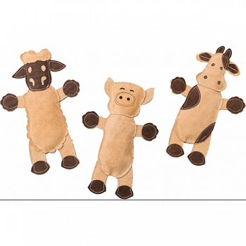 Dura-fused Leather Barnyard Dog Toy BROWN 11 IN
