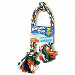 The Multi-Color Booda Tug is a dual action, multi-color cotton blend tug that can be used for interactive play or enjoyed as a solo dog chew. Three sturdy knots act as a hold for the dog and provide a firm grip for the dog owner.