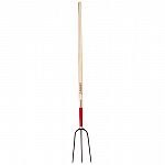 For use in transferring hay , straw or other loose long leafed or stemmed material. Three 12 oval forged steel tines. 48 ash wood handle with 8 steel ferrule and cap and flex-beam handle reinforcement.