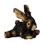 Rabbit 15 in plush dog toy. Toy has squeaker; crinkle paper in wings; embroidered eyes.