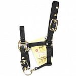 Foal halter. 3/4 nylon adjustable chin halter. Only the highest quality durable nylon webbing, thread and hardware is used to produce the hamilton product line. 1-2 3/4 nylon adj chin halter.