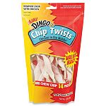 Rawhide chew with chicken in the middle. 14 mini twist per package. These Dingo brand twisty dog treats are great for training your pup right from the beginning.