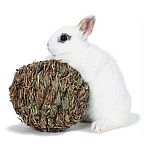 Made of natural woven grass, this ball is safe for nibbling on. Fun for your rabbit to chase and roll around. Great for interactive play or solo play. Place in your rabbit cage or have fun with ball around the house.