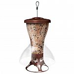 Exciting new decorative bird feeder design. Attract a greater variety of birds and even attract specific types of birds such as finches, hummingbirds and orioles. Unique, weight activated seed protection system stops squirrels from eating seed