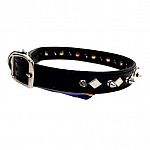 The combination spiked / diamond leather dog collars by Hamiltons feature quality, longevity and style. Hamilton leather dog collars are vegetable tanned. With easy care and maintenance, these black creased leather collars will retain their shine and d