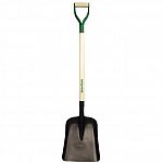For scooping gravel, stone, grain, snow, mulch or general purpose clean up. Same as 79805 with dhandle. #2 size, 11-1/2 x 14-1/2 steel blade. 34 inch ash wood handle with steel and wood d-grip.