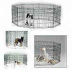 Black E-coated Exercise Pen is made of durable black E-Coat finish for long lasting protection from corrosion and rust. It's easy to set up and available in five heights. This exercise pen includes the ground anchors, and folds flat for convenient storage