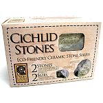 Molded with care and hand-glazed for eye-catching perfection. Makes an ideal home for fish. 2 pack contains small square stone and medium stone mfg#6211.
