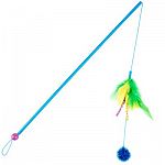 Full of catnip, feathers, colorful tinsel-filled balls and so much more! Pounce 'n Play consists of a plastic wand that's laced with a cord full of feline-enticing toys. The cord can 'dance' for added movement and excitement.
